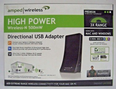 Amped Wireless High Power Wireless-N 500mW Directional USB Adapter (UA1000)