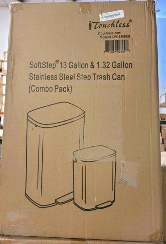 iTouchless SoftStep 13.2 Gal & 1.32 Gal COMBO Trash Can with AbsorbX Odor Filter