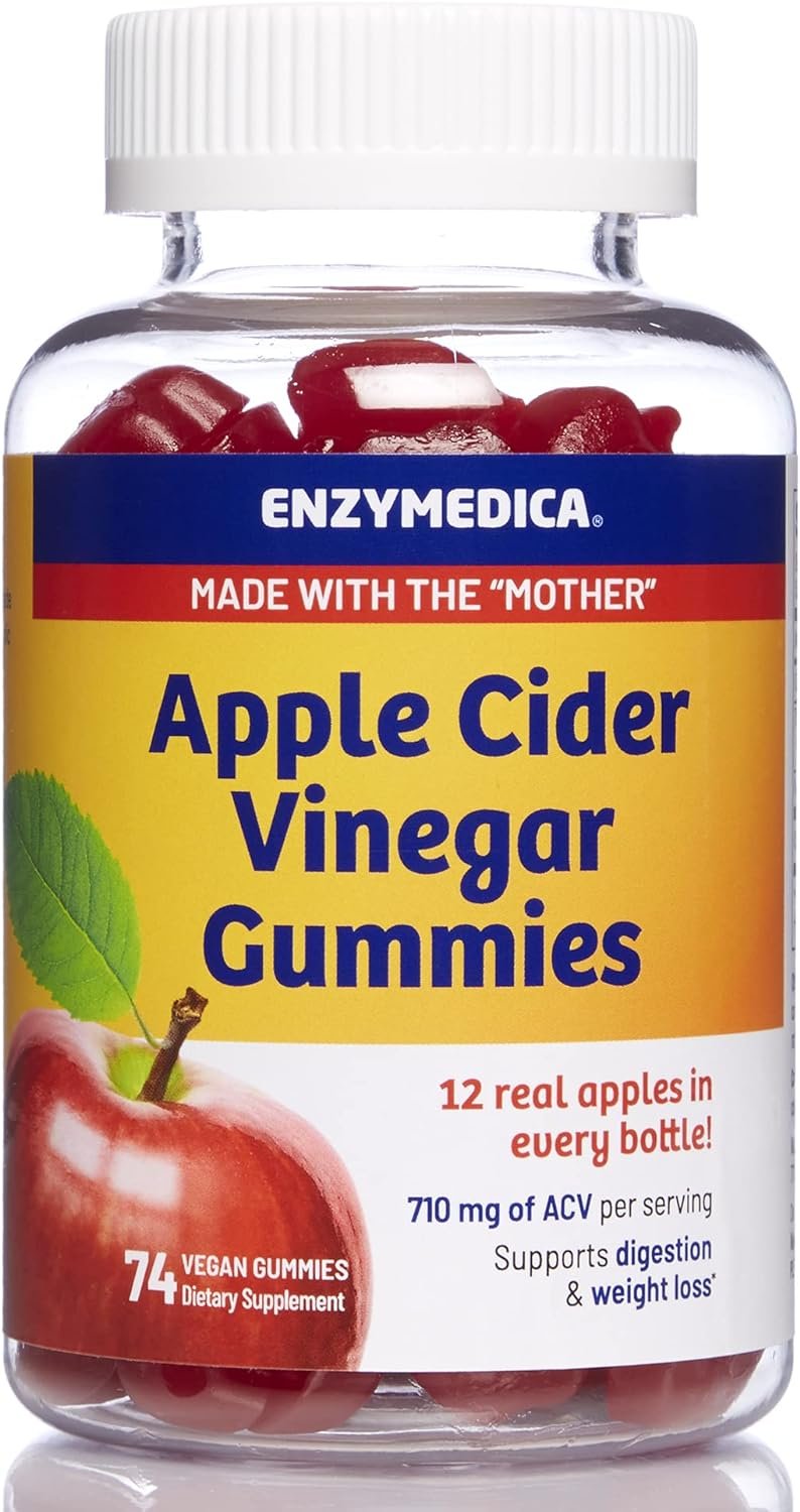 Enzymedica, Apple Cider Vinegar Gummies, Made with The Mother, 12 Organic