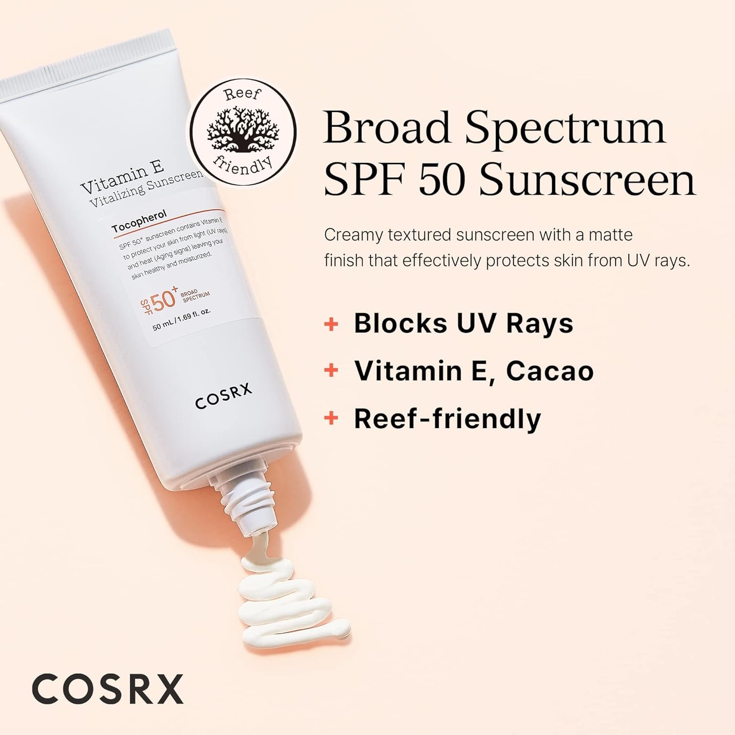 COSRX Daily SPF 50 Vitamin E Sunscreen - UVA/UVB Protection