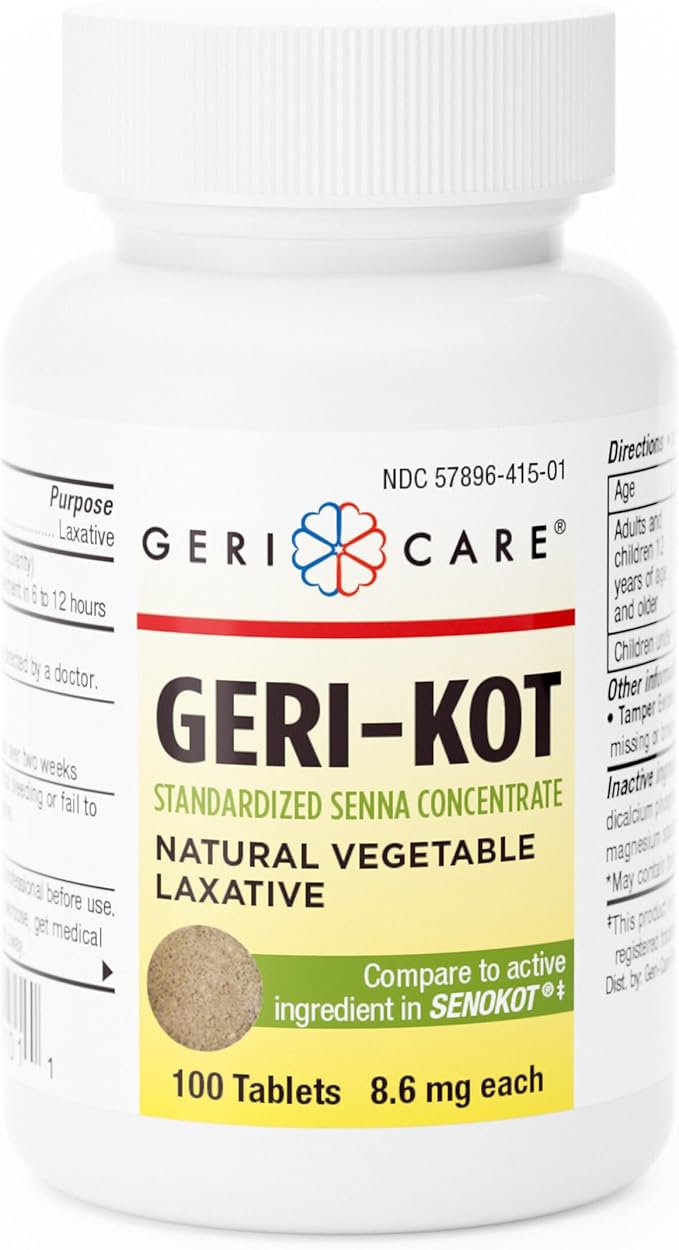 GeriCare Senna Natural Vegetable Laxative, Geri-Kot Sennosides 8.6mg
