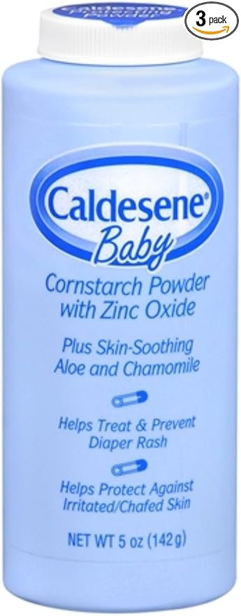 Caldesene Cornstarch Baby Powder with Zinc Oxide, Talc-Free Baby Powder, 5 Oz (3 Pack)
