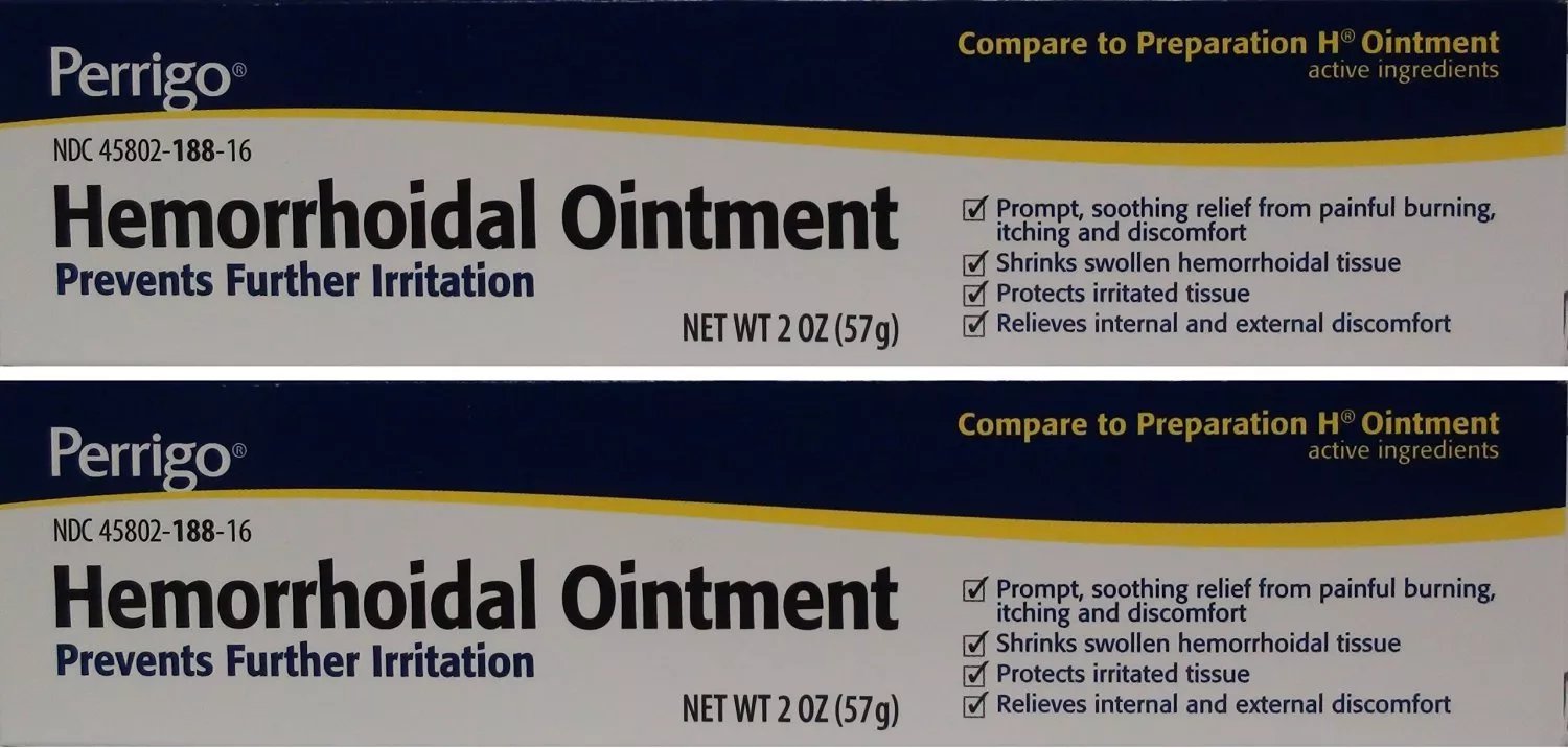 Perrigo Hemorrhoidal Ointment 2oz (Compare to Preparation H Ointment)- 2 Tubes
