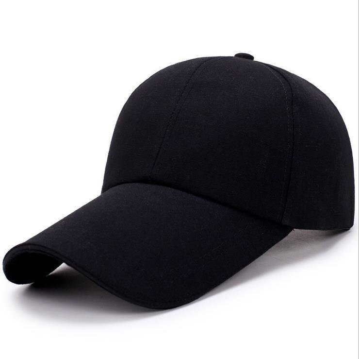 Plain Super Extra Long Baseball Cap Unisex Black Cap