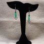 LC986E - Seagreen glass oblong beaded earrings