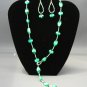LC957S - Sea Green Lasso Style Necklace and Earring Set