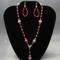 LC941S - Feather Red Necklace and Earrings