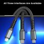 3 in 1 100w Type C Micro Usb Transparent Fast Charging Cable