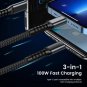 3 in 1 100w Type C Micro Usb Transparent Fast Charging Cable