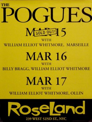 THE POGUES Original Concert Poster * ROSELAND NYC * 17" x 22" Rare 2008 Mint