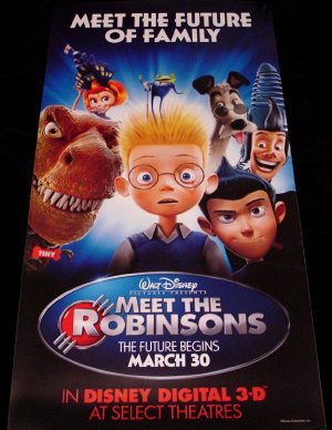 MEET THE ROBINSONS Original Disney Poster * TOM SELLECK * 2' x 4' Rare 2007 Mint