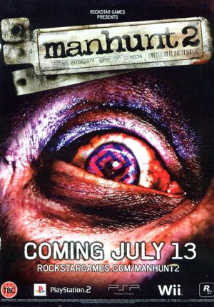 MANHUNT 2 Game Poster PSP XBOX 4' x 6' Rare 2008 MINT