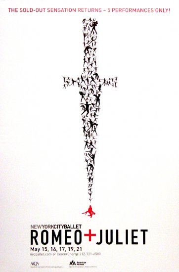 NYC BALLET Poster * ROMEO & JULIET * 2' x 3' Rare 2009 Mint