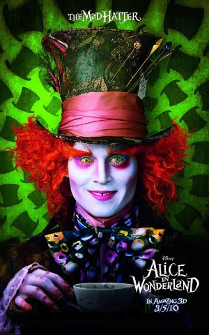 Tim Burton's Alice in Wonderland Orig Movie Poster Johnny Depp * MAD HATTER * 4' x 6' Rare 2010 NEW