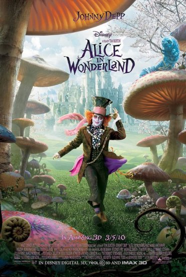 Tim Burton's Alice in Wonderland Movie Poster Johnny Depp * MAD HATTER * 4' x 6' Huge Rare 2010 NEW
