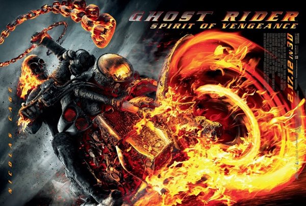 Ghost Rider 2 SPIRIT OF VENGEANCE Original Movie Poster * Nicolas Cage * HUGE 4' x 5' Rare 2012 Mint