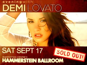 Demi Lovato Original Concert Poster * Hammerstein Ballroom NYC * 17" x 22" Rare 2011 Mint