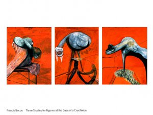 Francis Bacon Orig Art Poster * THREE STUDIES FOR THE BASE OF A CRUCIFIXION * 2' x 3' Rare 2000 Mint