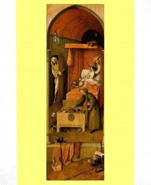 Hieronymus Bosch Orig Art Poster * DEATH and the MISER * 2' x 3' Rare 1996 Mint