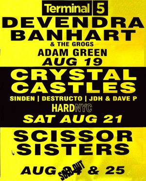 CRYSTAL CASTLES / SCISSOR SISTERS / DEV BANHART Original Concert Poster NYC 2' x 3' Rare 2010 Mint