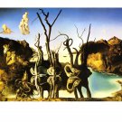 Salvador Dalí Original 4 Poster Art SET * Swans Reflecting Elephants * 16"x20" Rare 1987 Mint