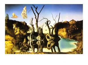 Salvador DalÃ­ Original 4 Poster Art SET * Swans Reflecting Elephants * 16"x20" Rare 1987 Mint