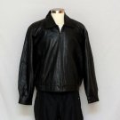 Perry Ellis Portfolio Mens Black Genuine Lambskin Leather Coat Bomber Jacket XL