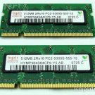 Hynix 1GB Kit 2x512MB 2Rx16 -555-1PC2-5300S2-AO DDR2 667MHz 200-Pin Laptop RAM for Macbook Pro Mint