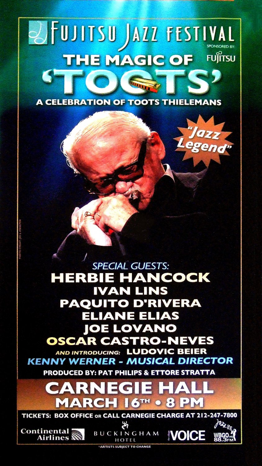 Toots Thielemans * HARMONICA * Carnegie Hall Original Music Poster 4'x5