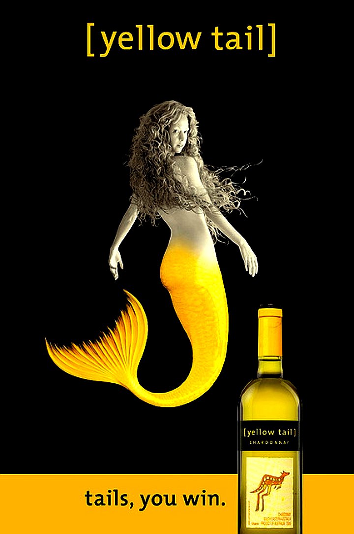 Yellow Tail Girl MERMAID Original Bus Shelter AD Poster HUGE 4' x 6' Rare 2007 Mint