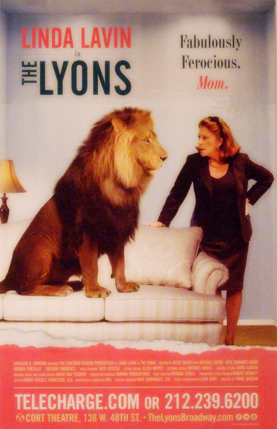 The Lyons Original Broadway Theater Poster *LINDA LAVIN* 14" x 22" Rare 2012 Mint