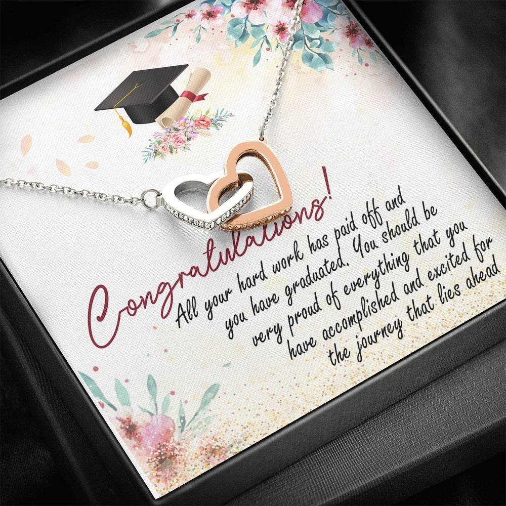 Congratulation So Proud Of You Interlocking Hearts Necklace Graduation ...