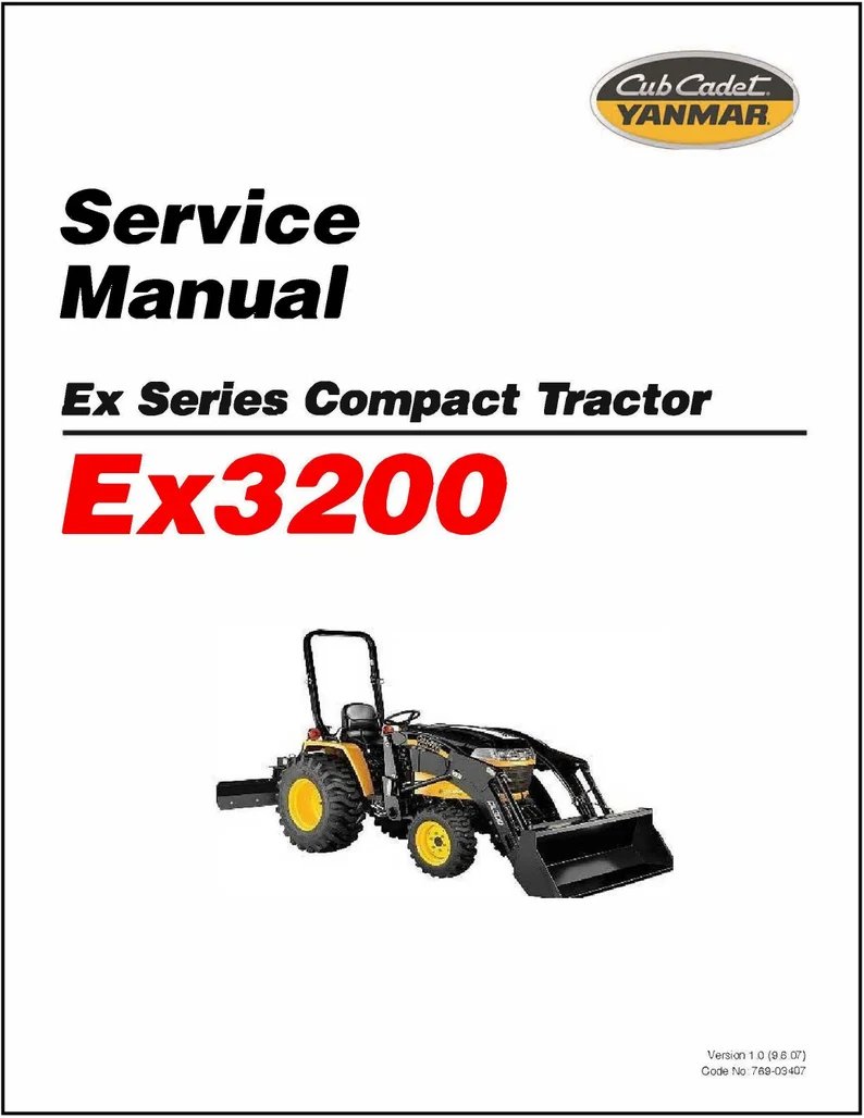 3200 Workshop Repair Manual Fits Cub Cadet Yanmar Model EX3200