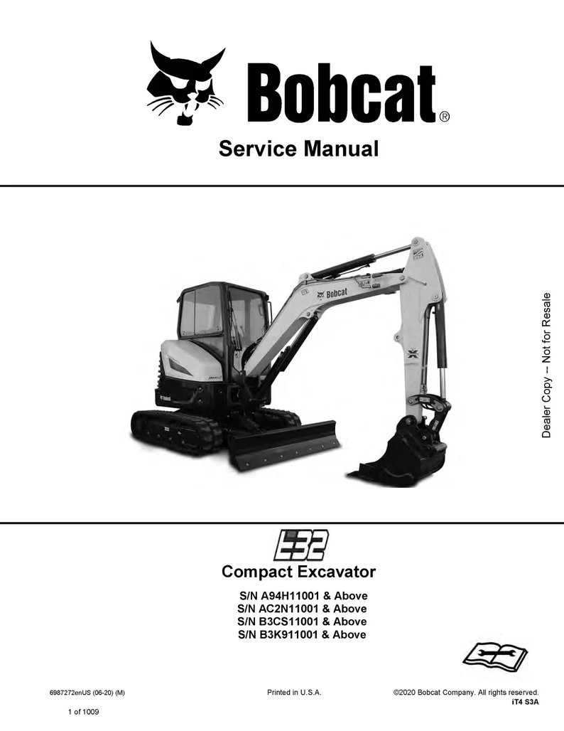 E32 Compact Excavator Technical Workshop Manual - E32