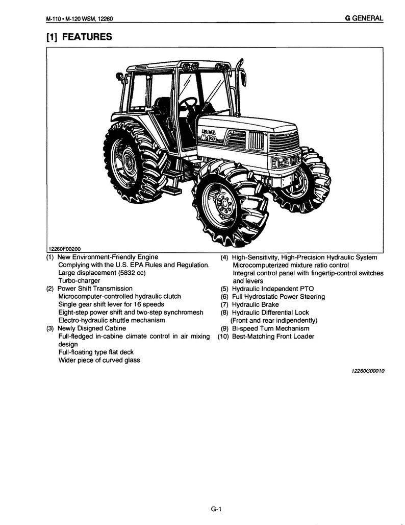 110 120 Tractor Workshop Service Repair Manual Kubota M110 M120