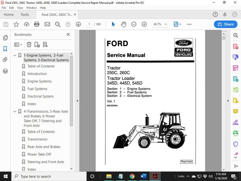 345D 445D 545D Tractor Technical Repair Workshop Manual