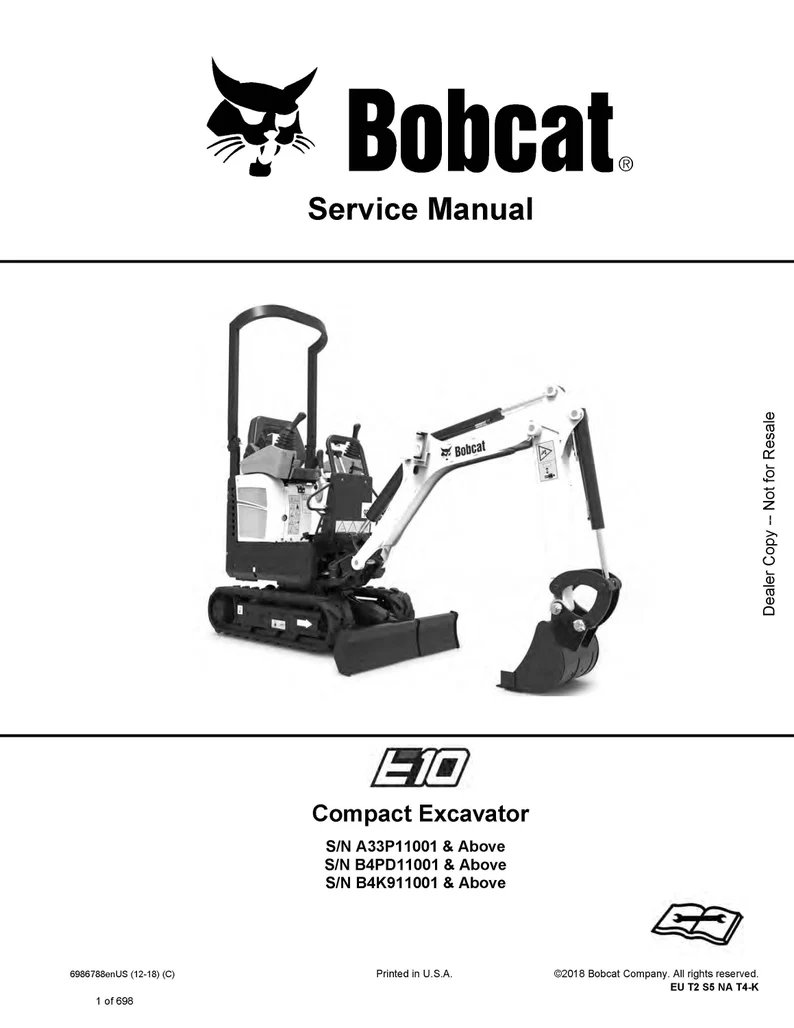 E10 Compact Excavator Technical Workshop Manual - E10 Dealer Copy