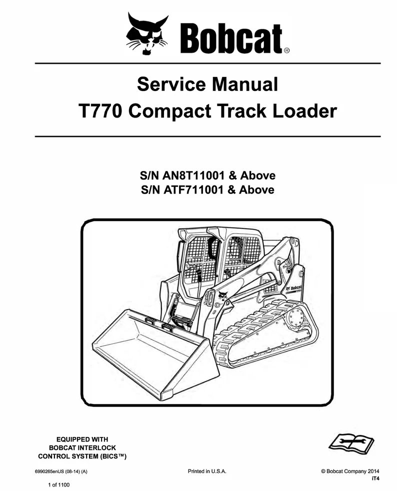 T770 Compact Track Loader Service Repair Manual AN8T11001 & ATF711001