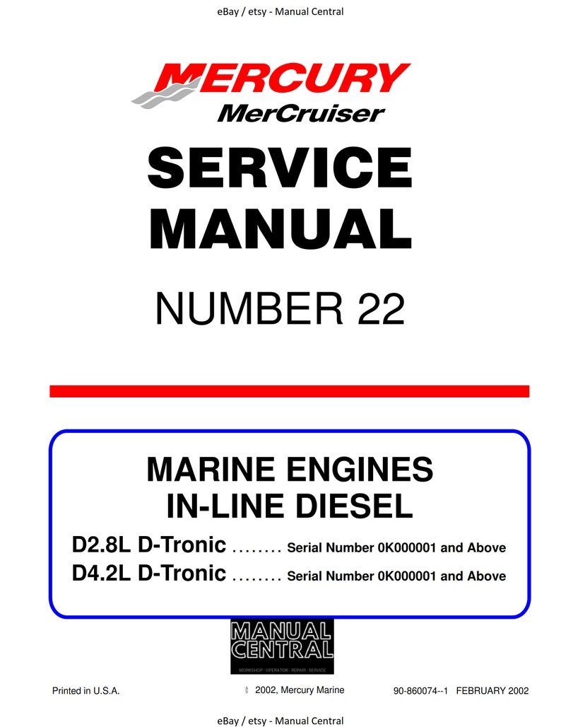 Mercury Mercruiser No 23 - Gm V8 454 Cid (7.4L) / 502 Cid (8.2L) - Service Workshop Repair Manual