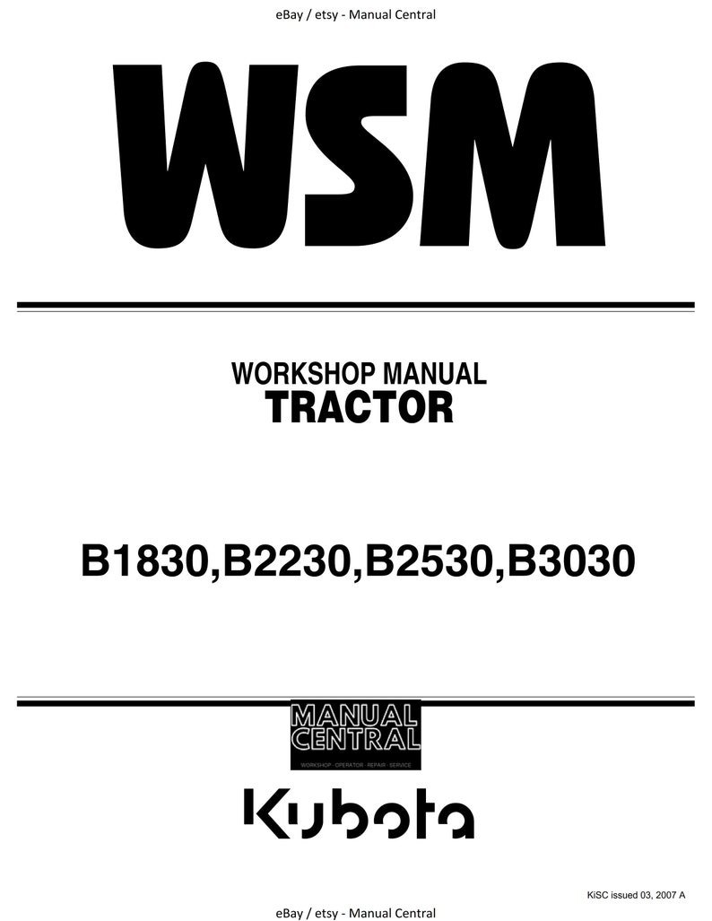 PDF - Kubota Tractor B1830 B2230 B2530 B3030 Workshop Service Repair Manual