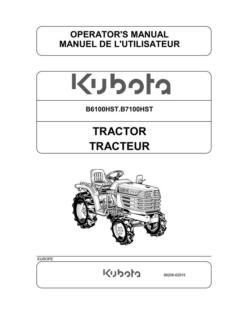 Kubota Tractor B6100HST B7100HST Operator Manual