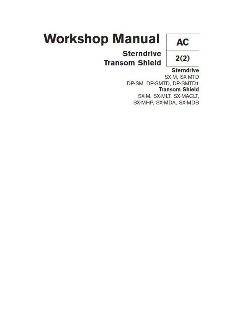 Volvo Penta Sterndrive sx-m sx-mtd dp-sm sp - Transom Shield sx-m sx-mlt sx-maclt sx-mhp -Manual