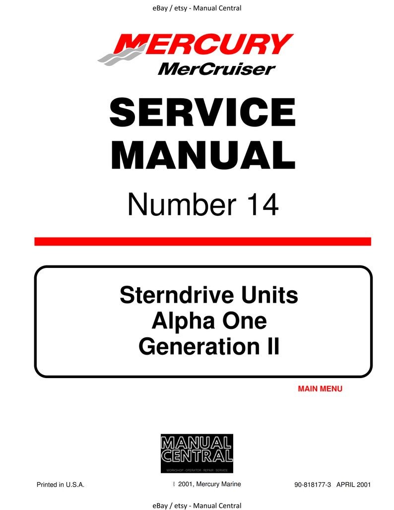 Mercury Mercruiser No 14 - Sterndrive Units Alpha One Gen II 2 - Service Workshop Repair Manual