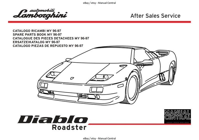 PDF - Lamborghini Diablo Roadster - Spare Parts Manual - 1996 to 1997