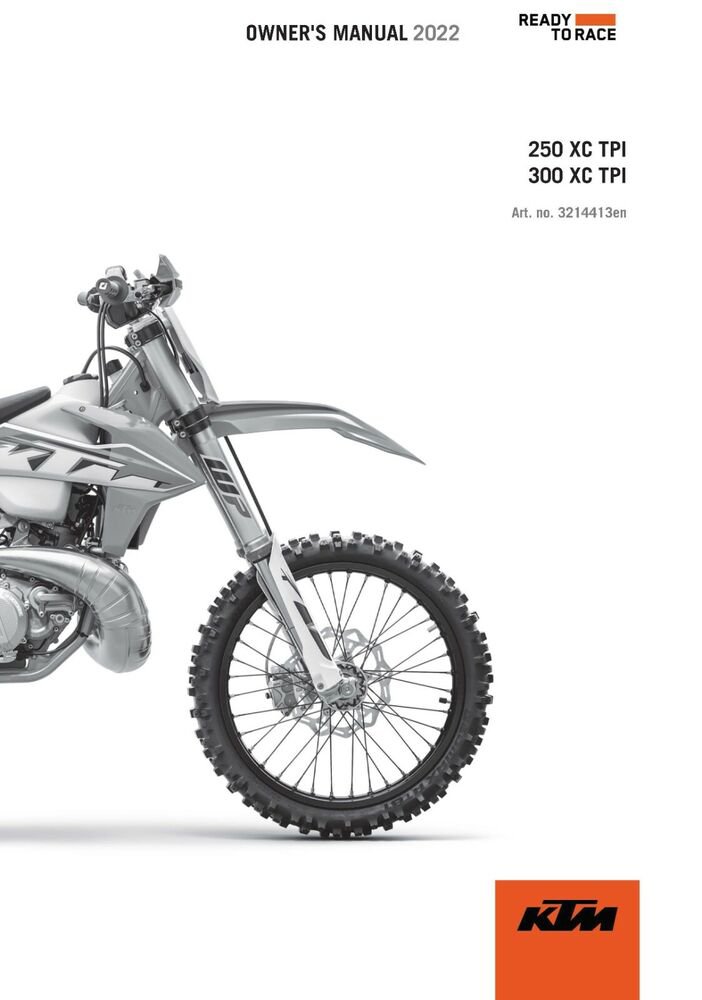 KTM Owners Manual ebook Guide 2022 250 XC TPI & 2022 300 XC TPI