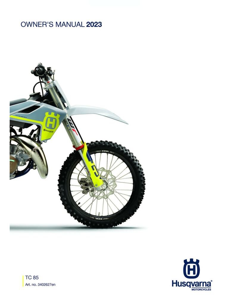 Husqvarna Owners Manual ebook Guide 2023 TC 85 19/16 & 2023 TC 85 17/14