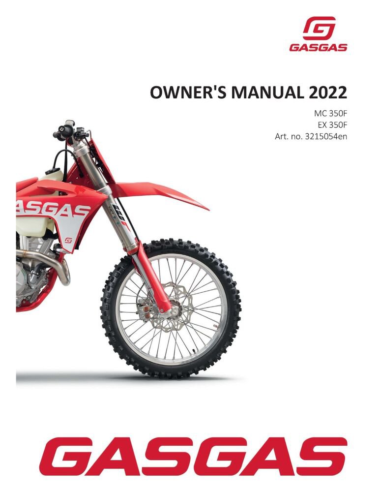 GAS GAS GASGAS Owners Manual ebook Guide 2022 MC 350F EU