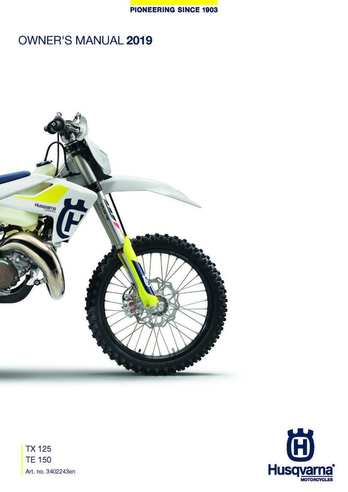 Husqvarna Owners Manual ebook Guide 2019 TX 125 & 2019 TE 150