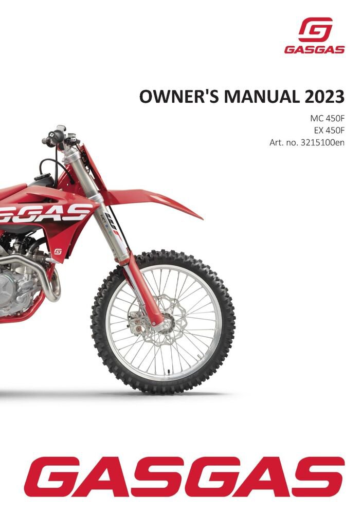 GAS GAS GASGAS Owners Manual ebook Guide 2023 MC 450F