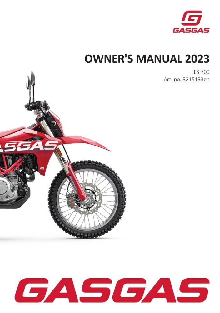 GAS GAS GASGAS Owners Manual ebook Guide 2023 ES 700 US